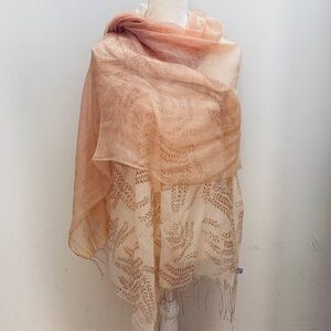 Paisley Road Elegant Gossamer Pale Peach/Cream Silk & Cotton Shawl